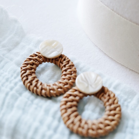 “Sky” Rattan Earrings - Picture 2 of 4